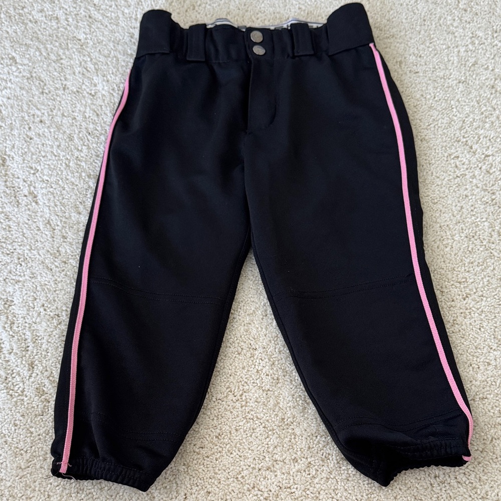 Girls' Black Trousers with Pink Accents